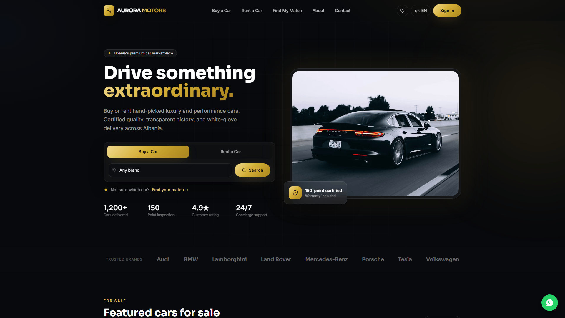 Aurora Motors — Car Marketplace — screenshot