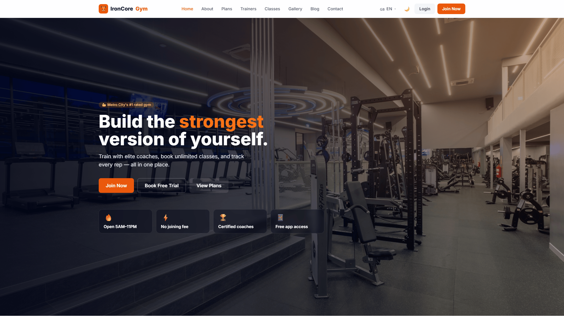 IronCore Gym — Membership & Classes — screenshot
