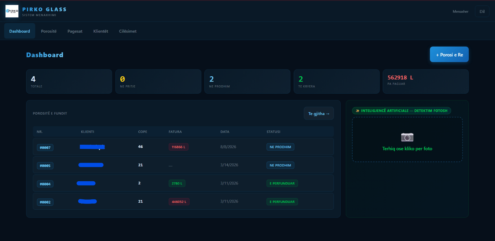 Pirko Glass — AI Order Management System — screenshot 1