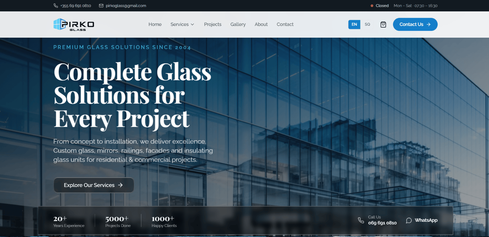 Pirko Glass — International Website — screenshot